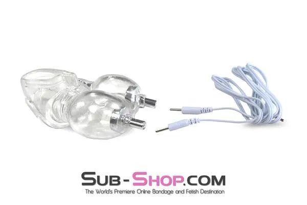 0748RS      Electro-Sex Clear Silicone Ball Cage and Cock Ring Combo - MEGA Deal!