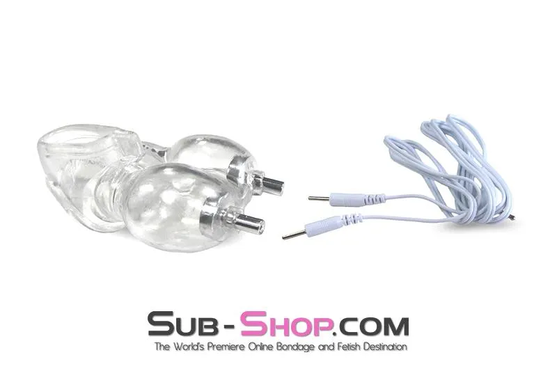 0748RS      Electro-Sex Clear Silicone Ball Cage and Cock Ring Combo