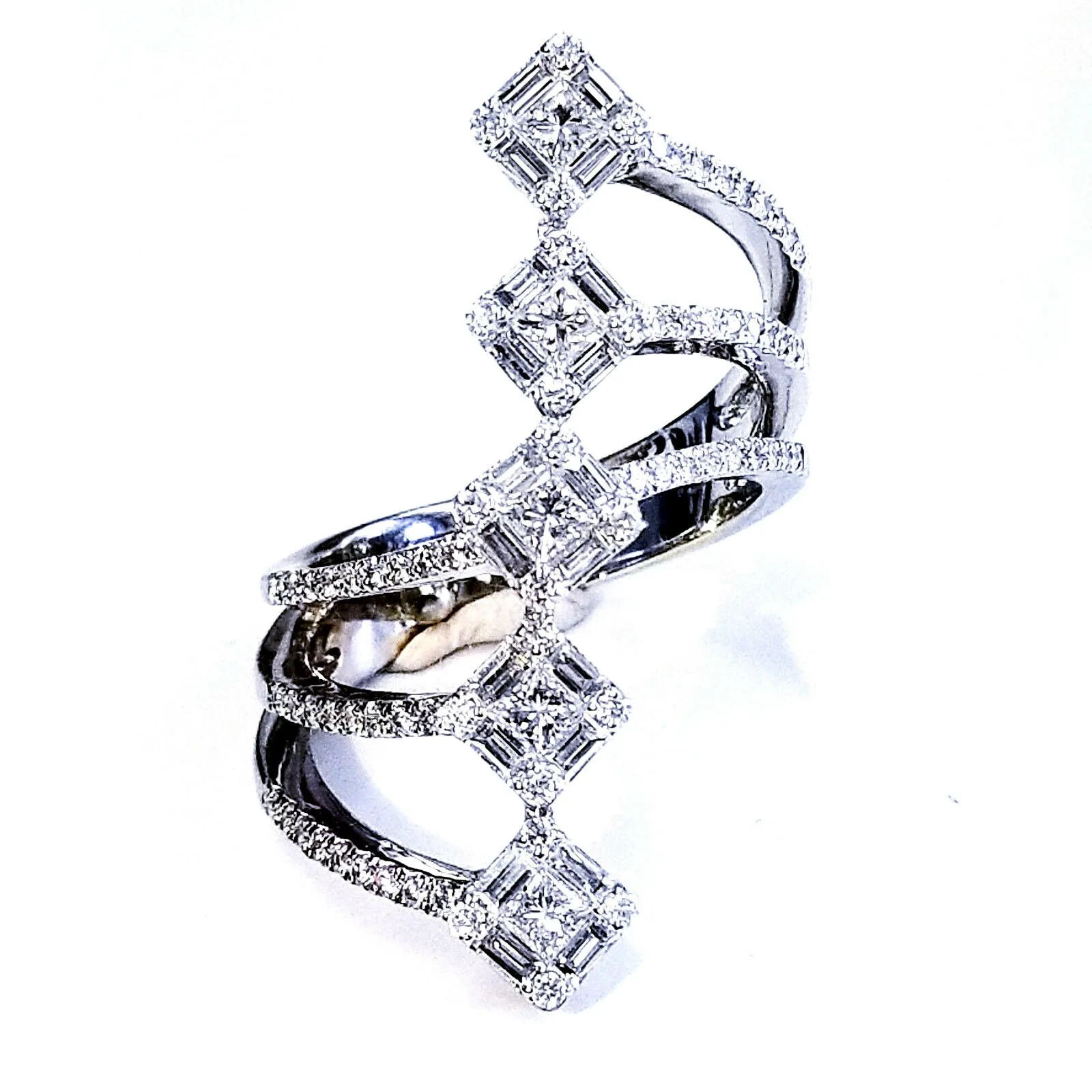 1.50 CTW Natural Diamonds Fashion Ring Illusion Setting 18k Gold Trendy Size 6