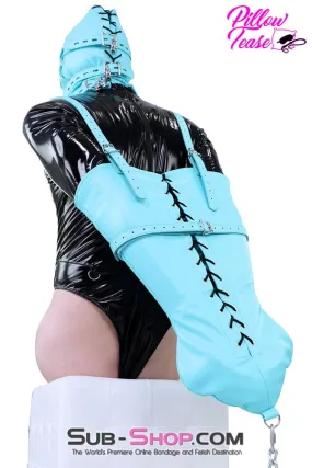 3455RS-SIS  Obedient Sissy Blue Lace Armbinder – Feminine Bondage Restraint for Mistress Strict Control