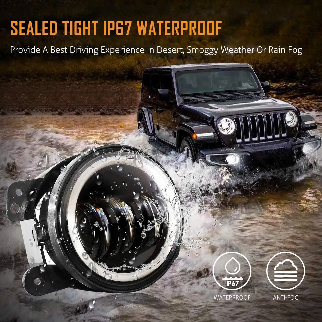 4 Inch 30w LED Fog Lights With White DRL Amber Turn Signal For Jeep Wrangler 07-18 JK TJ LJ Front Bumper Lamp