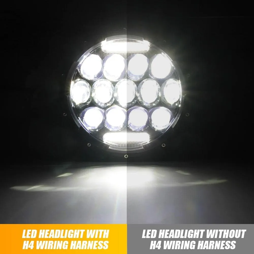 7 Inch LED Headlight Replacement with Halo Ring  H4 LED Headlight Brightness Intensifier Wiring Harness for Jeep Wrangler JK TJ LJ