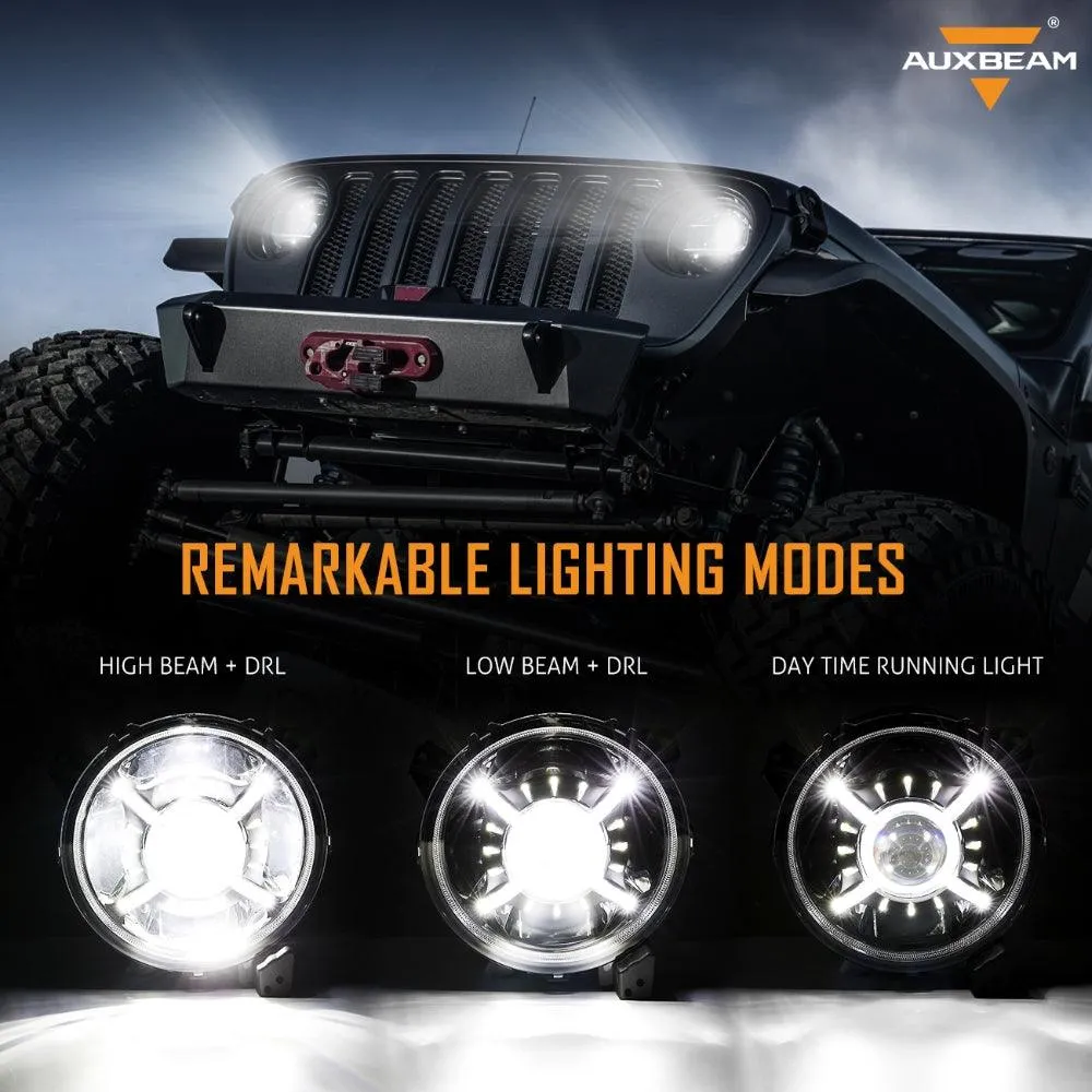 9'' Round 100W LED Headlights with DRL & 4'' 30W LED Fog Lights for 2018-2022 Jeep Wrangler JL, 2019-2022 Gladiator JT