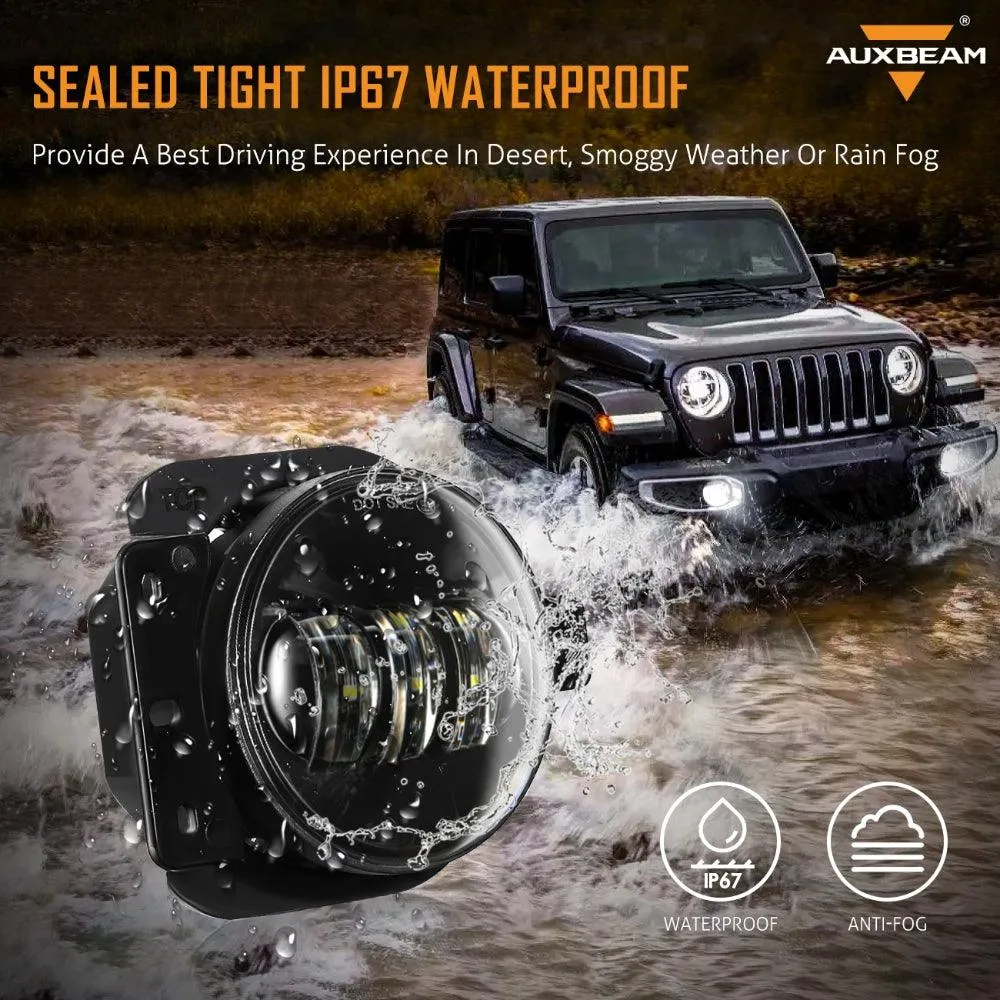 9'' Round 100W LED Headlights with DRL & 4'' 30W LED Fog Lights for 2018-2022 Jeep Wrangler JL, 2019-2022 Gladiator JT