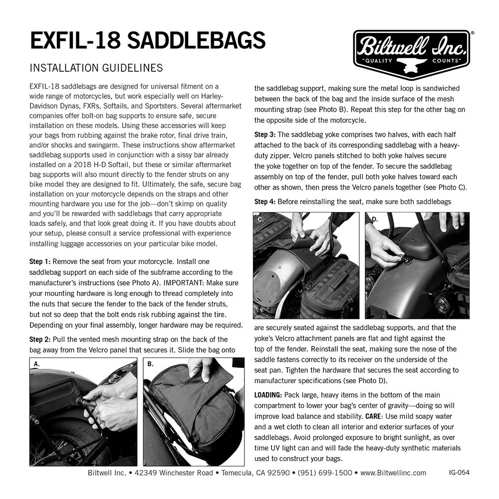 BILTWELL EXFIL-18 SADDLEBAGS [BLACK]