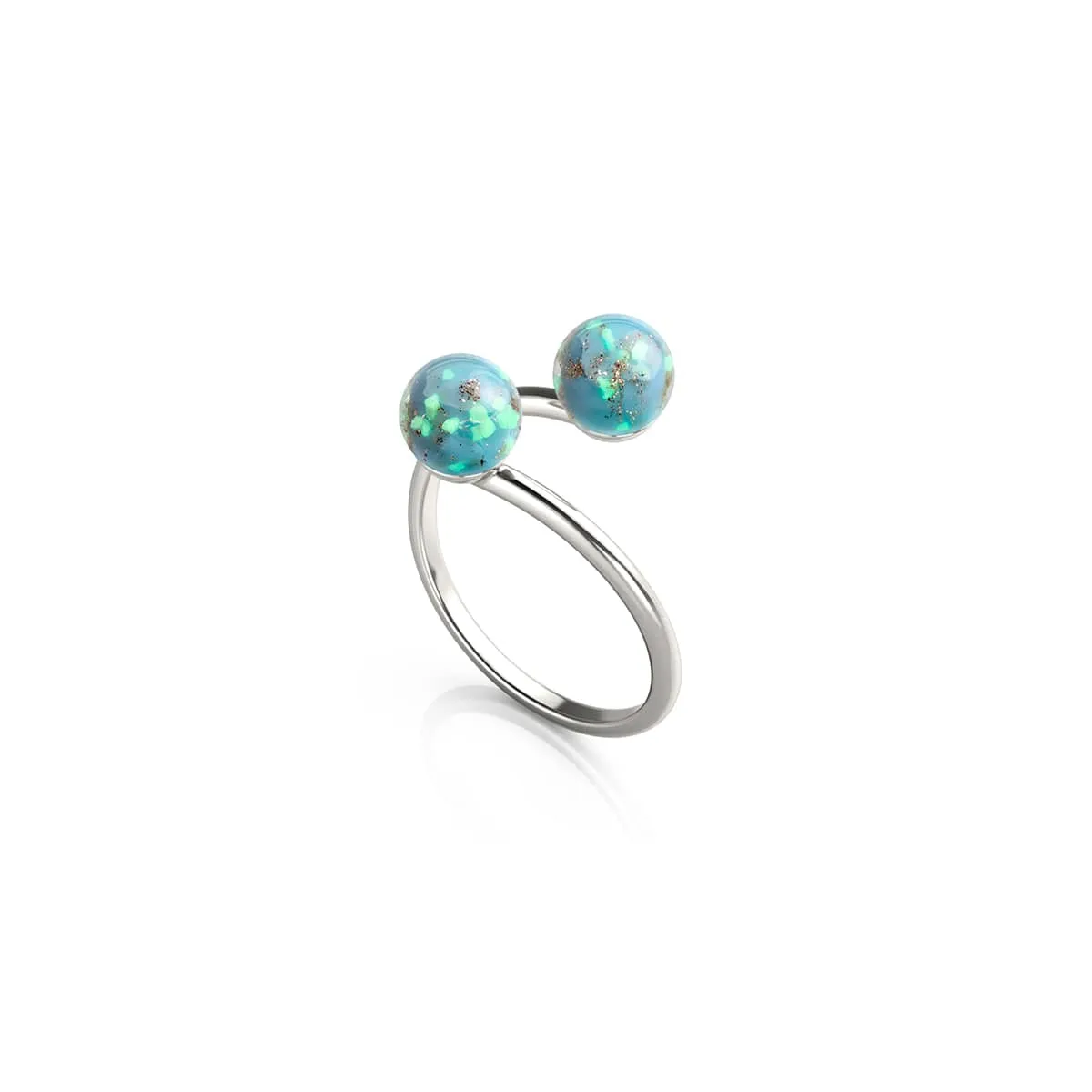 Cerulean | .925 Sterling Silver | Firefly Glass | Infinity Helix Ring