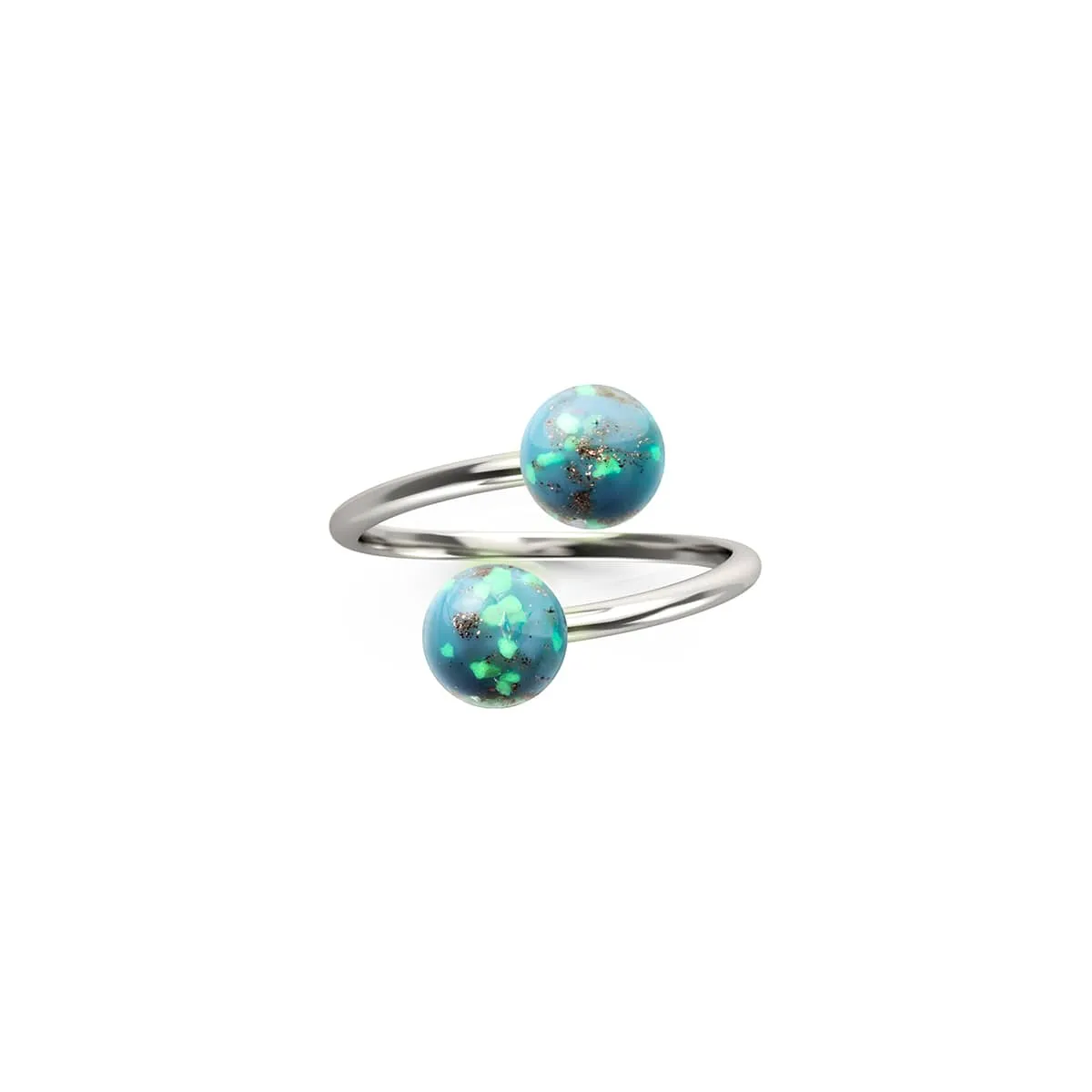 Cerulean | .925 Sterling Silver | Firefly Glass | Infinity Helix Ring