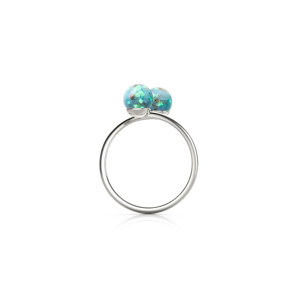 Cerulean | .925 Sterling Silver | Firefly Glass | Infinity Helix Ring