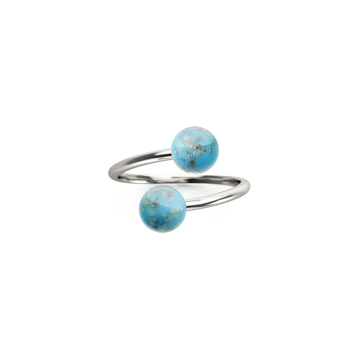 Cerulean | .925 Sterling Silver | Firefly Glass | Infinity Helix Ring