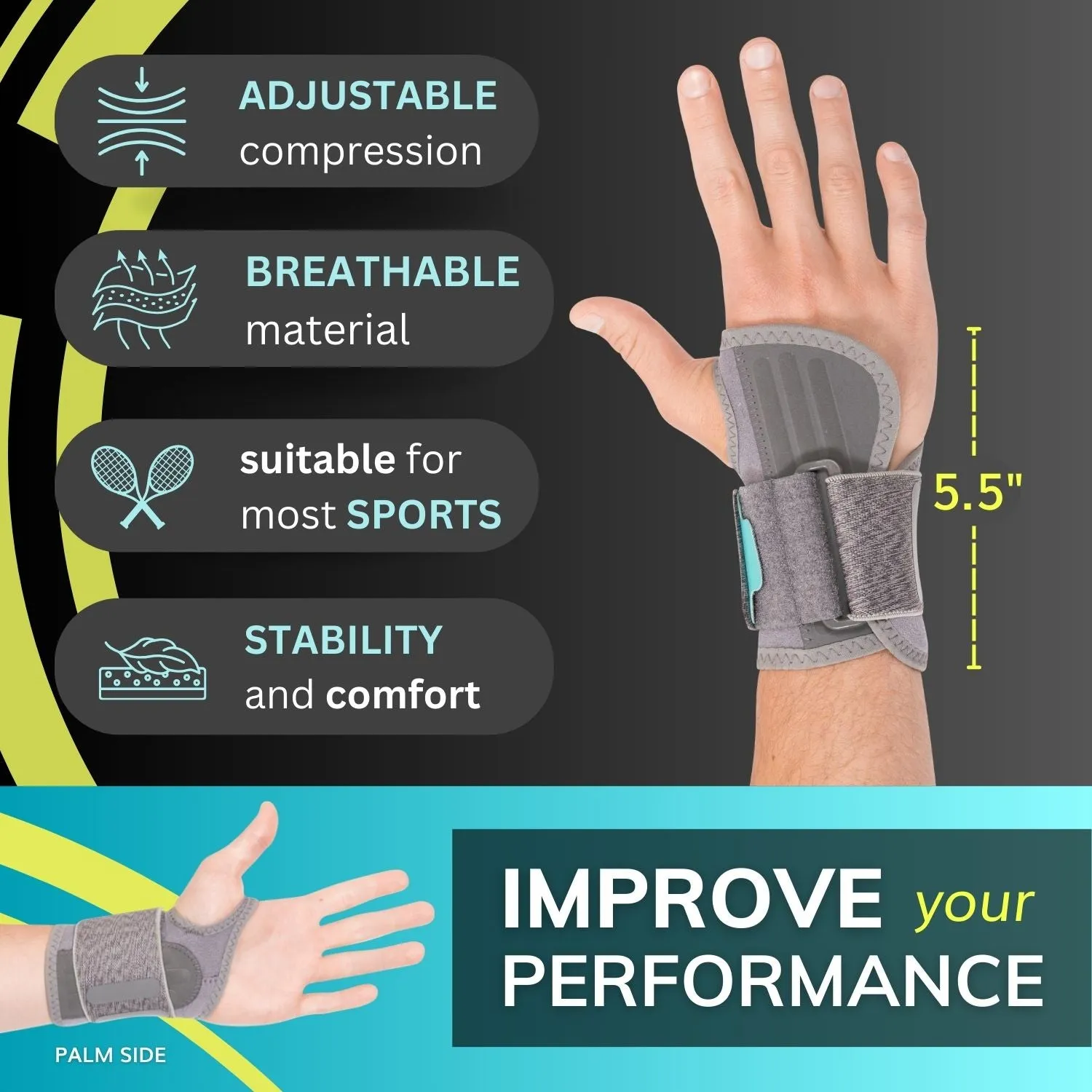 Court Comfort Wrist - Sports Hand Wrap Brace for Tennis and Pickleball Support