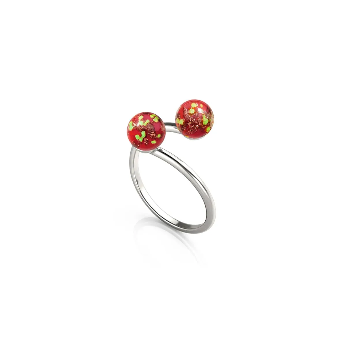 Crimson | .925 Sterling Silver | Firefly Glass | Infinity Helix Ring