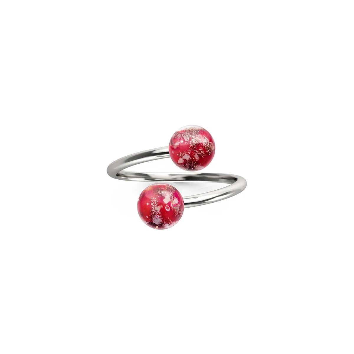 Crimson | .925 Sterling Silver | Firefly Glass | Infinity Helix Ring