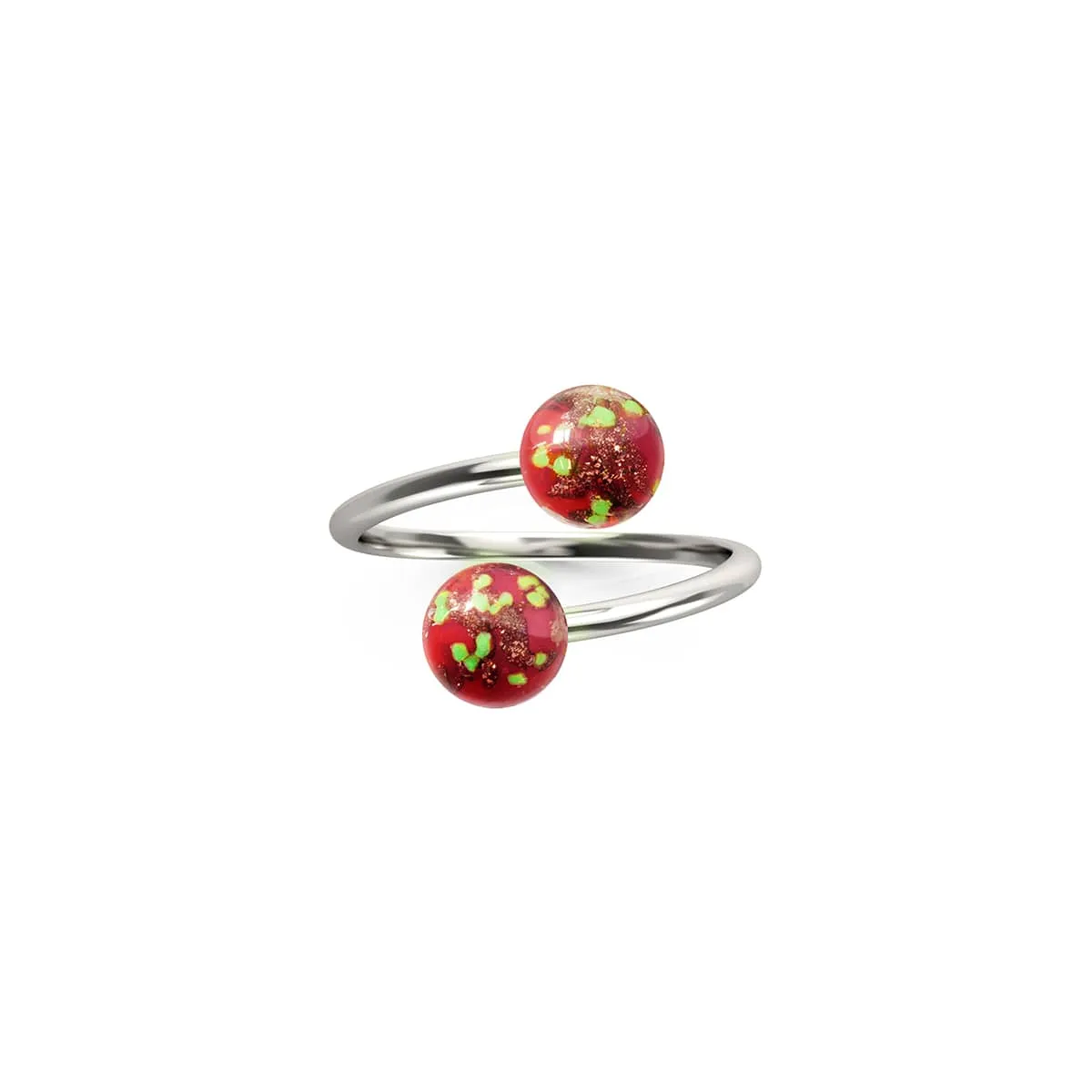 Crimson | .925 Sterling Silver | Firefly Glass | Infinity Helix Ring