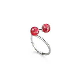 Crimson | .925 Sterling Silver | Firefly Glass | Infinity Helix Ring