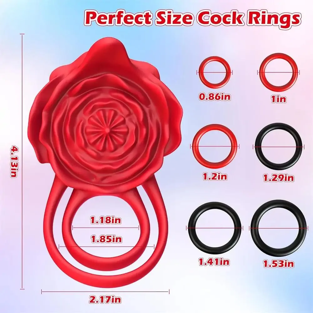 Evolved Dual Loop Rose Cock Ring Couples Vibrator with 10 Vibrations