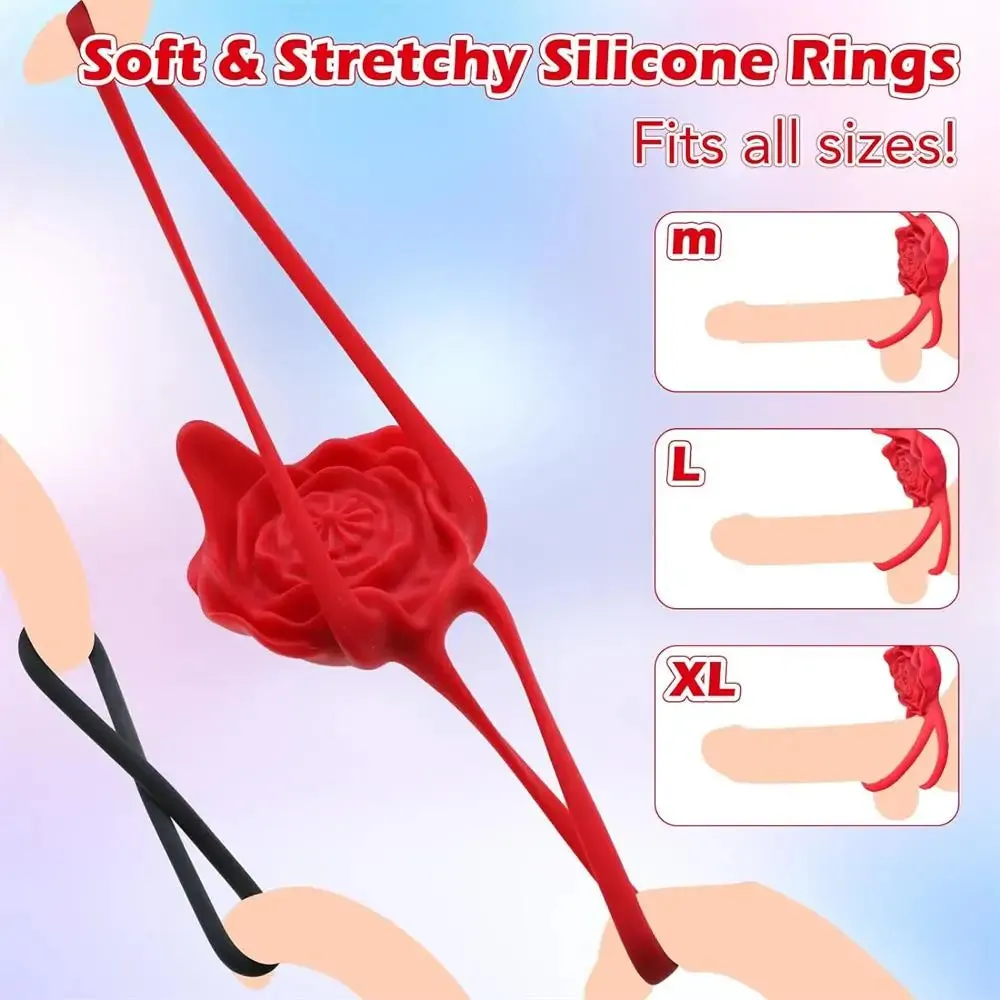 Evolved Dual Loop Rose Cock Ring Couples Vibrator with 10 Vibrations