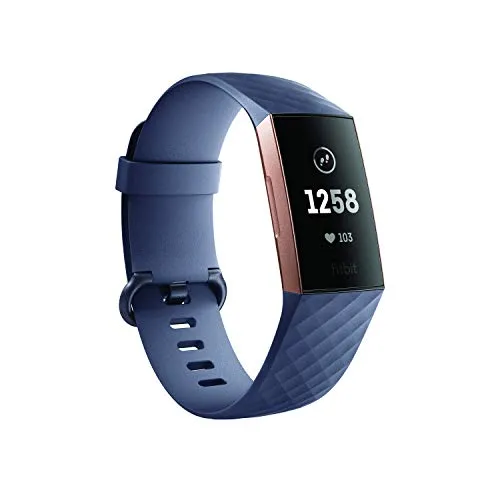 Fitbit Charge 3 Fitness Activity Tracker (Rose Gold and Blue Grey) with Offer on Accessory