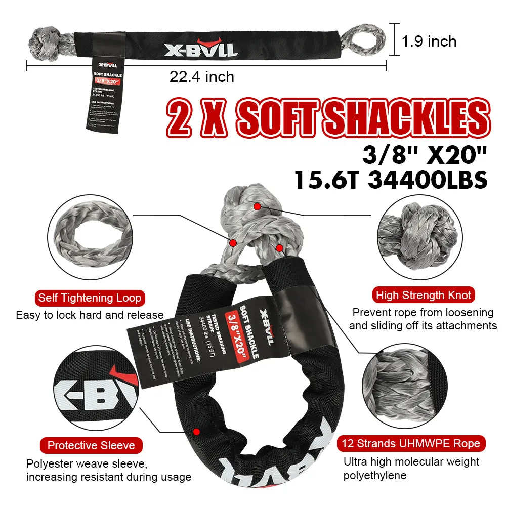 Heavy-Duty 4WD Recovery Kit with Kinetic Rope & Tracks - X-BULL