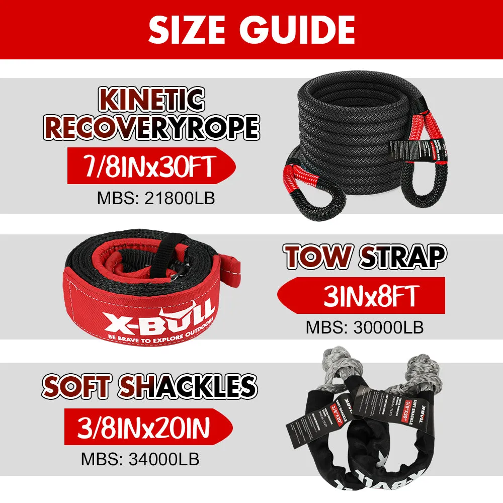 Heavy-Duty 4WD Recovery Kit with Kinetic Rope & Tracks - X-BULL