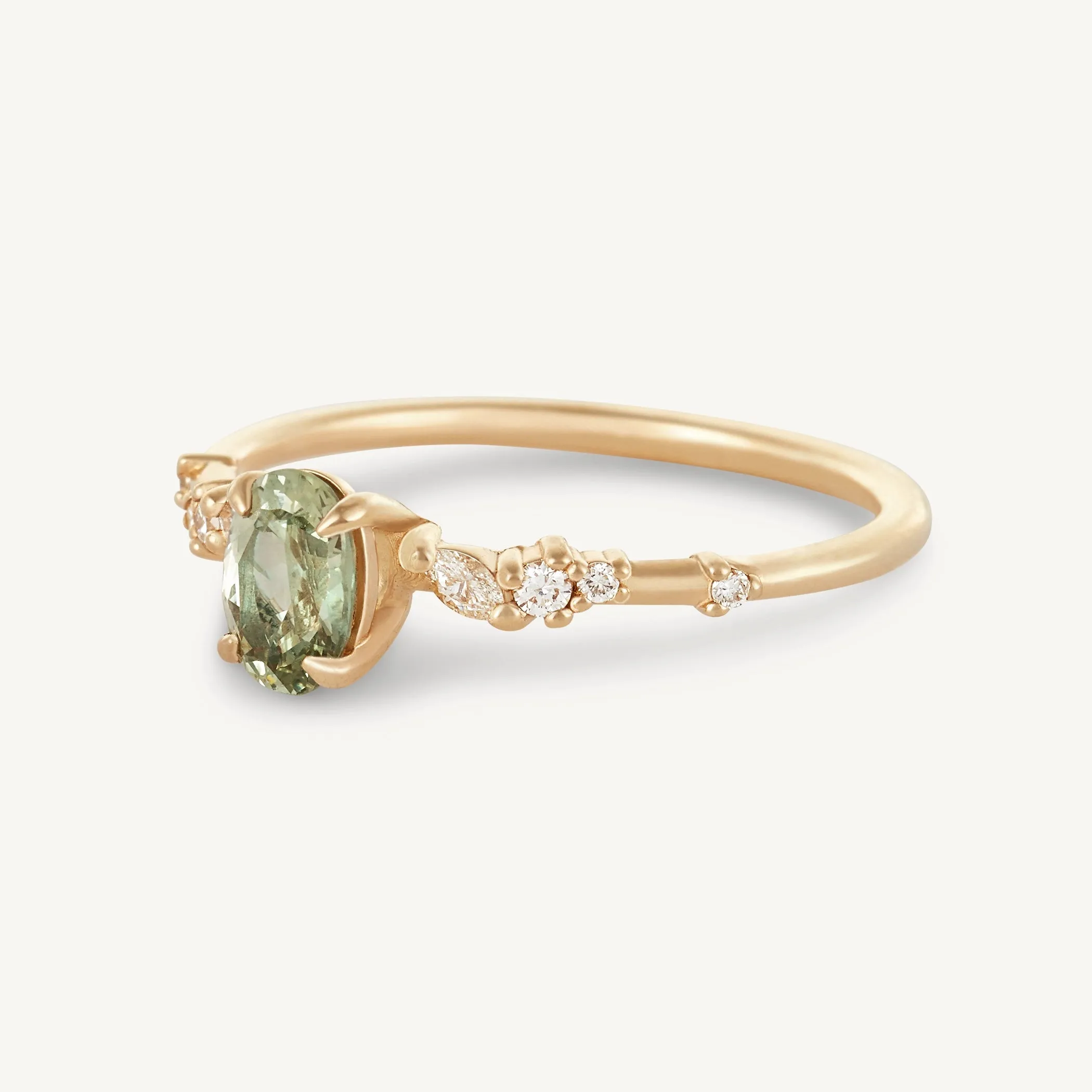 i dreamed of you one-of-a-kind - 14k yellow gold ring, pale sage green oval sapphire