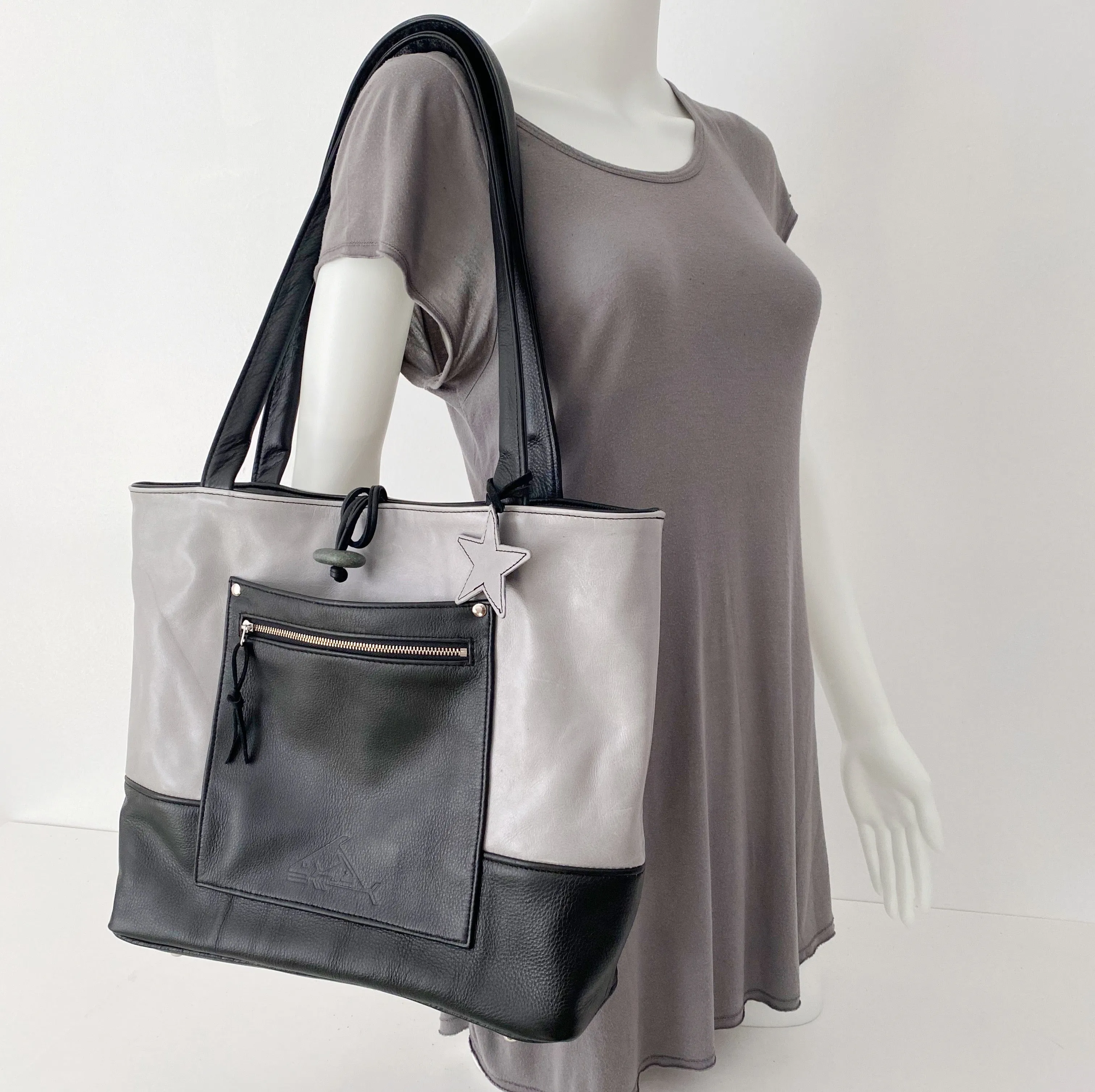 Large Leather Tote Bag - Customizable Colours