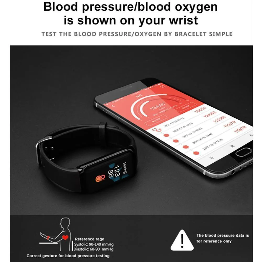 New Coloured Screen Smart Bracelet Heart Rate Monitor Fitness Tracker Clock Pulse Tonometer Smart Band for IOS Android Windows