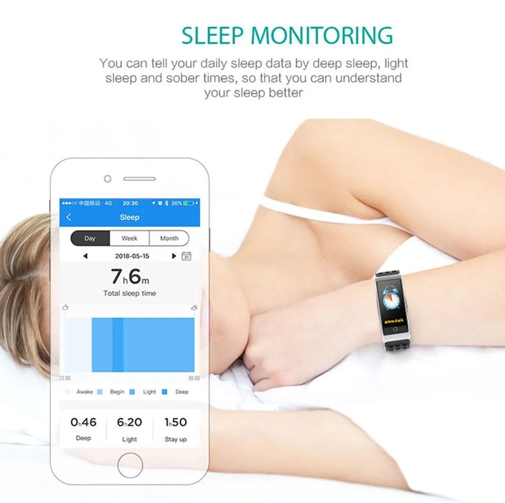 New IP67 Waterproof Smart Bracelet Blood Pressure Fitness Tracker Watch Bracelet For iPhone Android