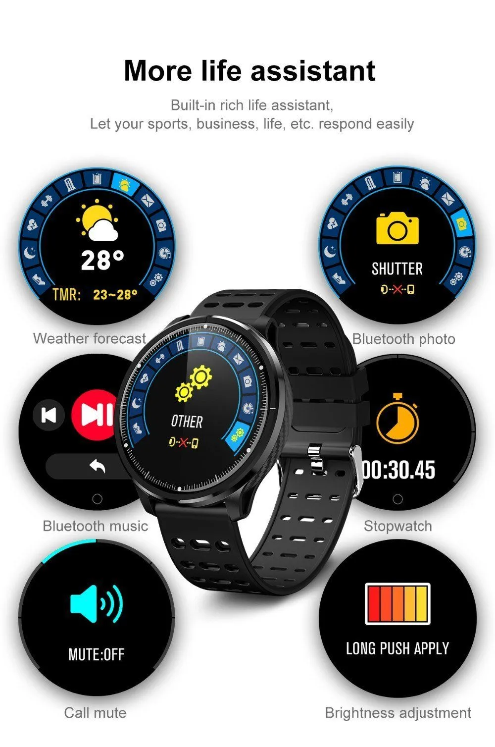 New IP68 Waterproof Smart Watch Heart Rate Blood Pressure Monitor Sport Activity Sleep Tracker For iPhone Android