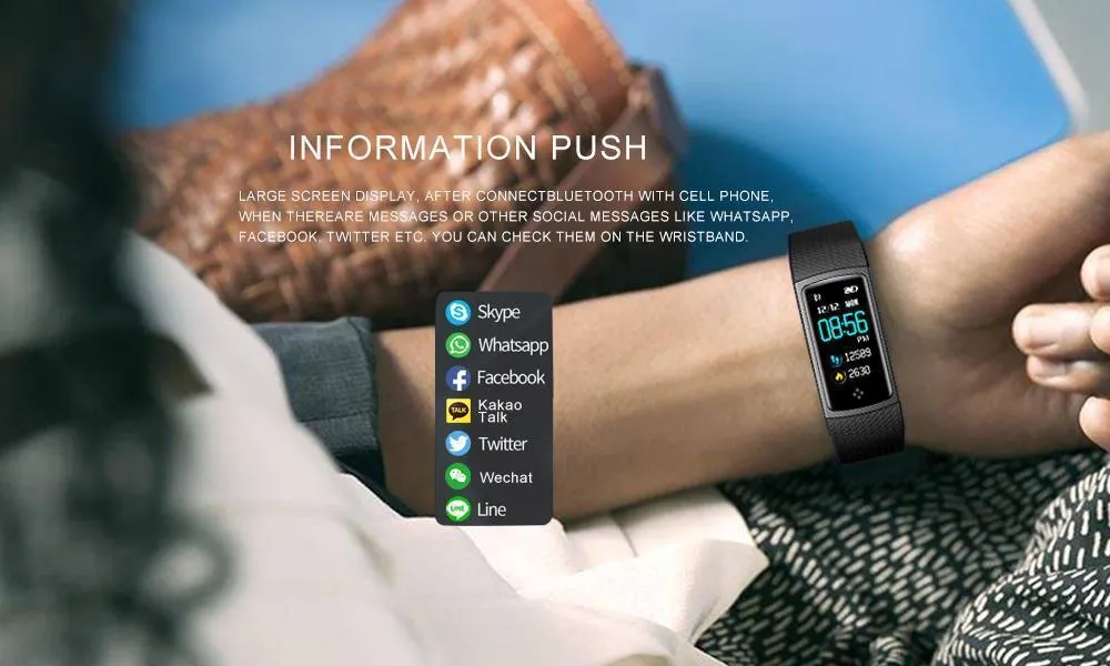 New Waterproof Colour LCD Screen Heart Rate Monitor Fitness Watch with Memory Activity Tracker Smart Band Bracelet