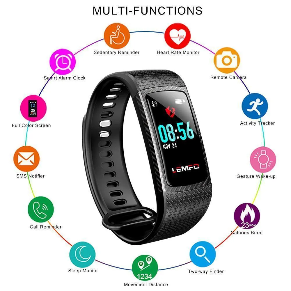 New Waterproof Colour LCD Screen Heart Rate Monitor Fitness Watch with Memory Activity Tracker Smart Band Bracelet