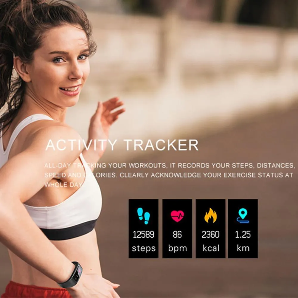 New Waterproof Colour LCD Screen Heart Rate Monitor Fitness Watch with Memory Activity Tracker Smart Band Bracelet