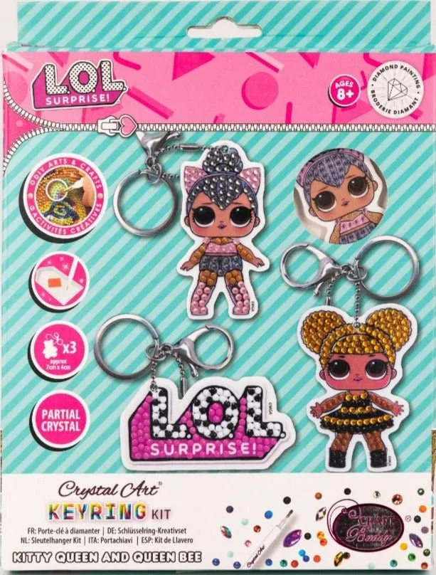 "Kitty Queen & Queen Bee" Crystal Art Keyring Kit