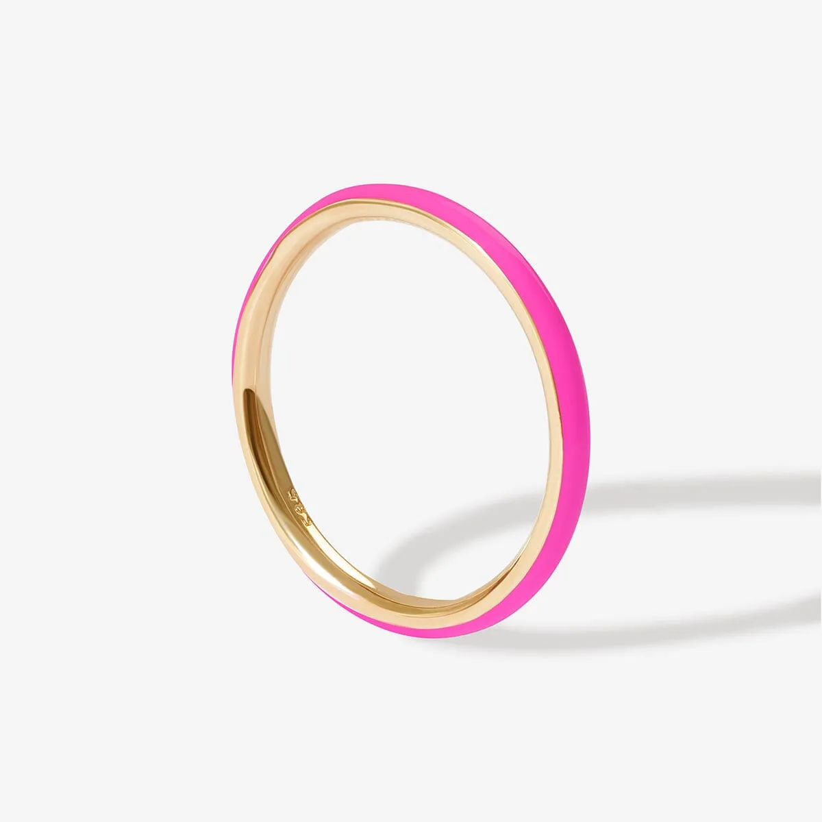 Ride neon pink enamel ring