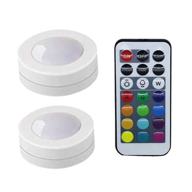 Xsky LED RGB Night Light Dimmable 3*AAA Battery Powered Led Puck Light Wireless Under Cabinet Light Lamp For Kitchen Wine Cooler